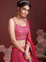 Hot Pink Chinon Silk Lehenga Choli